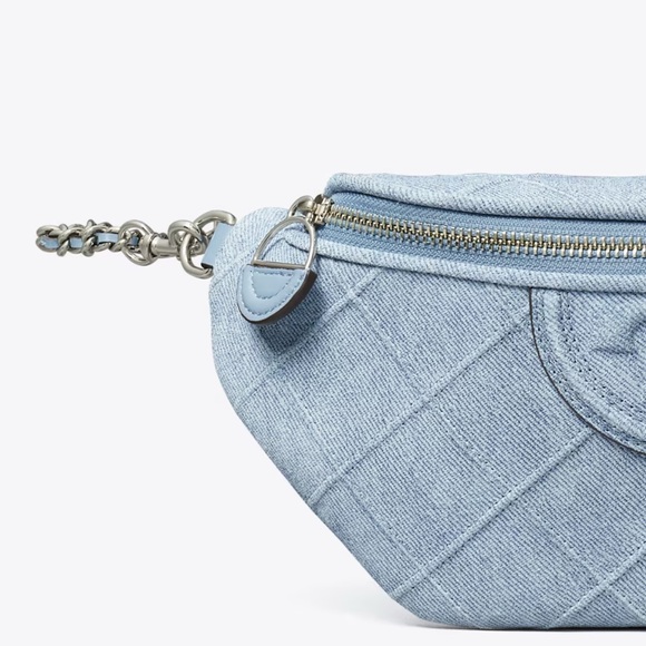 Tory Burch FLEMING SOFT DENIM-PRINT SUEDE BELT BAG - Picture 5 of 7